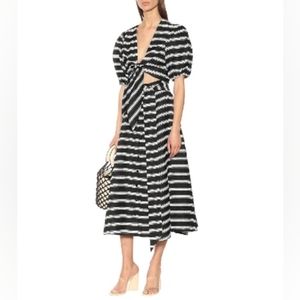 Lisa Marie Fernandez Striped Linen Blend Pouf Tie Top and matching Skirt (Green)